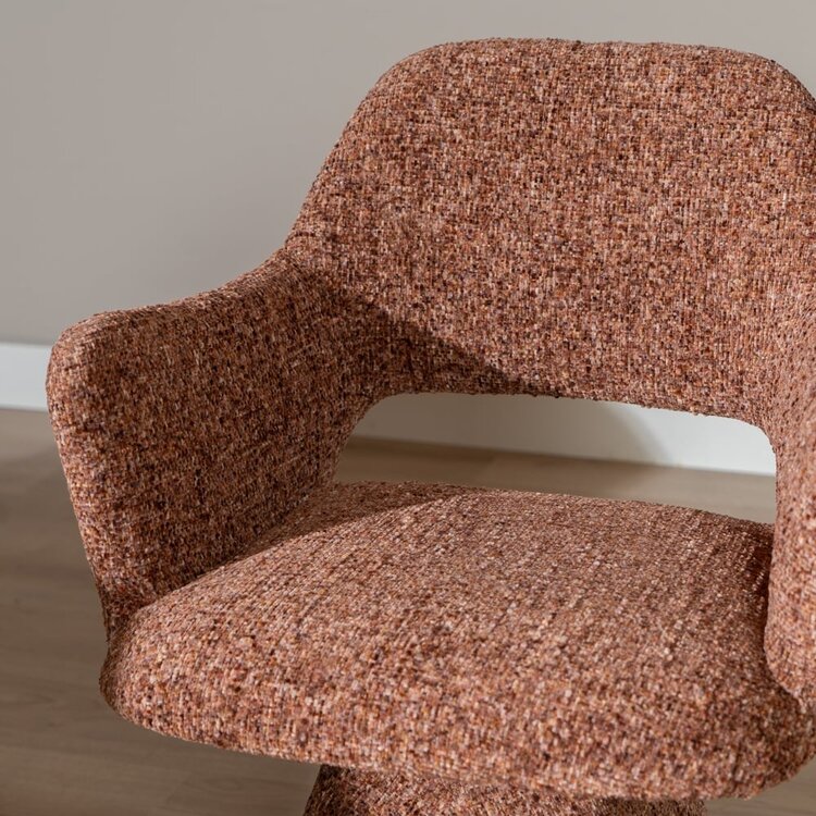 Chaise de salle à manger pivotante Josh en chenille cuivrée