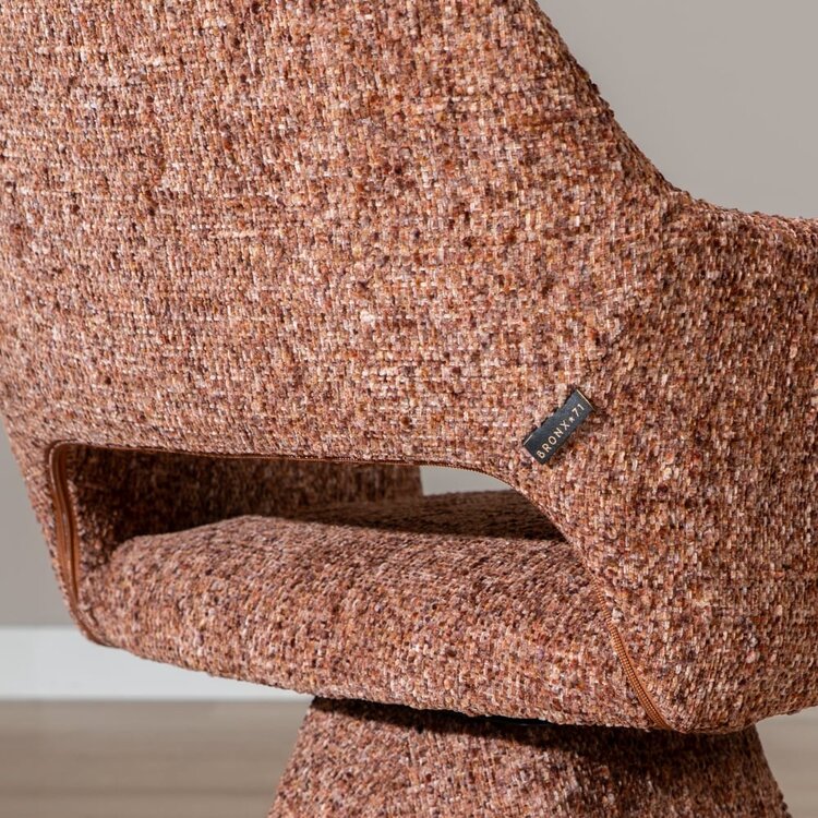 Chaise de salle à manger pivotante Josh en chenille cuivrée