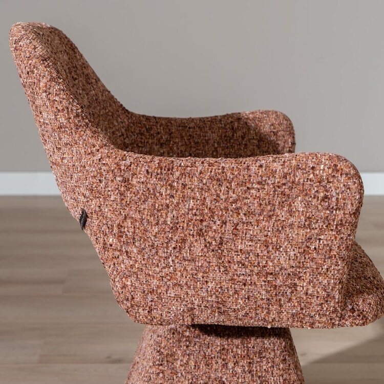 Chaise de salle à manger pivotante Josh en chenille cuivrée