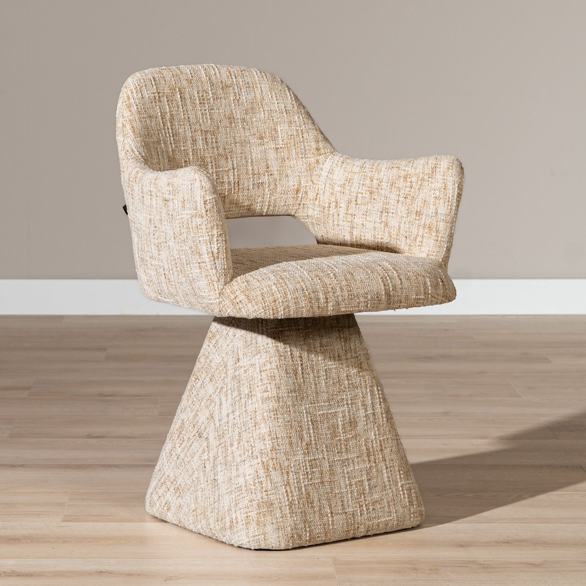 Chaise de salle à manger Josh pivotante en chenille beige