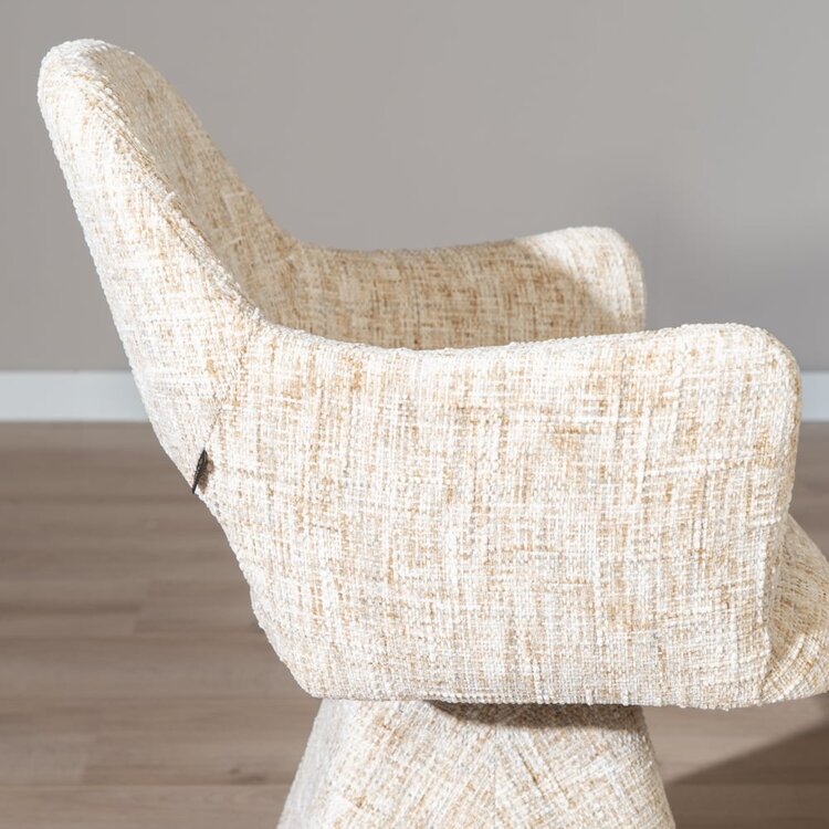 Chaise de salle à manger Josh pivotante en chenille beige