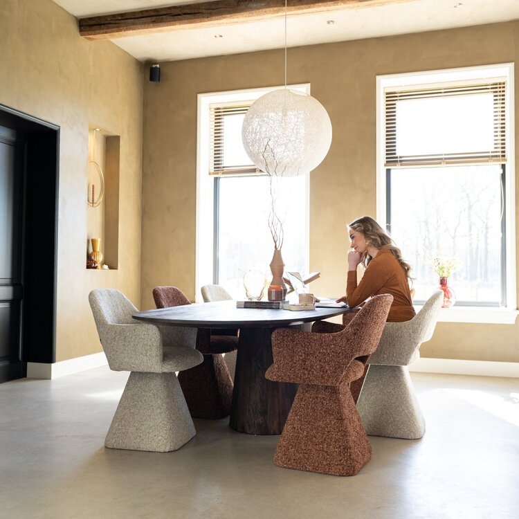 Chaise de salle à manger Josh pivotante en chenille beige