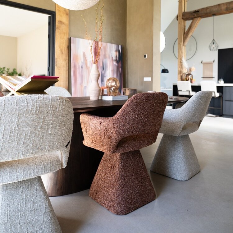 Chaise de salle à manger Josh pivotante en chenille taupe