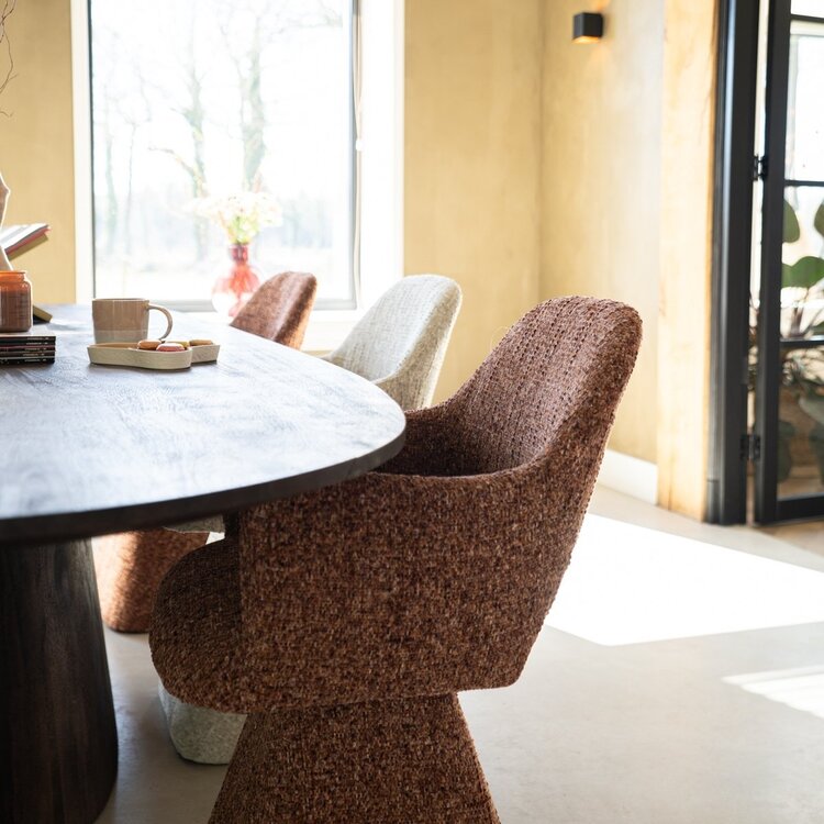 Chaise de salle à manger Josh pivotante en chenille taupe