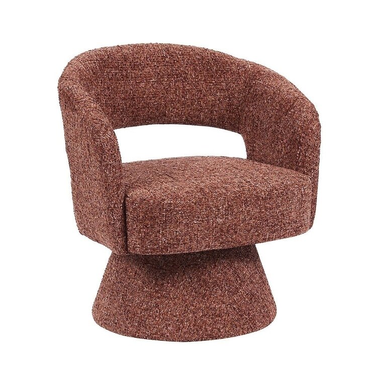 Fauteuil pivotant Josh en chenille cuivrée