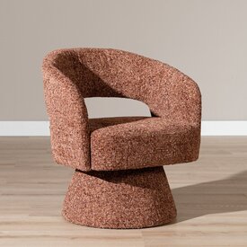 Fauteuil pivotant Josh en chenille cuivrée
