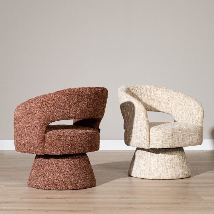 Fauteuil pivotant Josh en chenille cuivrée