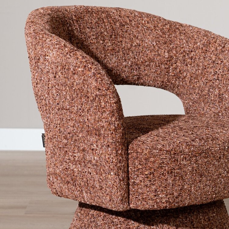 Fauteuil pivotant Josh en chenille cuivrée