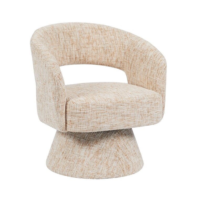 Fauteuil pivotant Josh en chenille beige