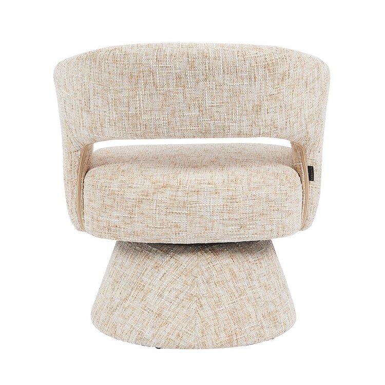 Fauteuil pivotant Josh en chenille beige