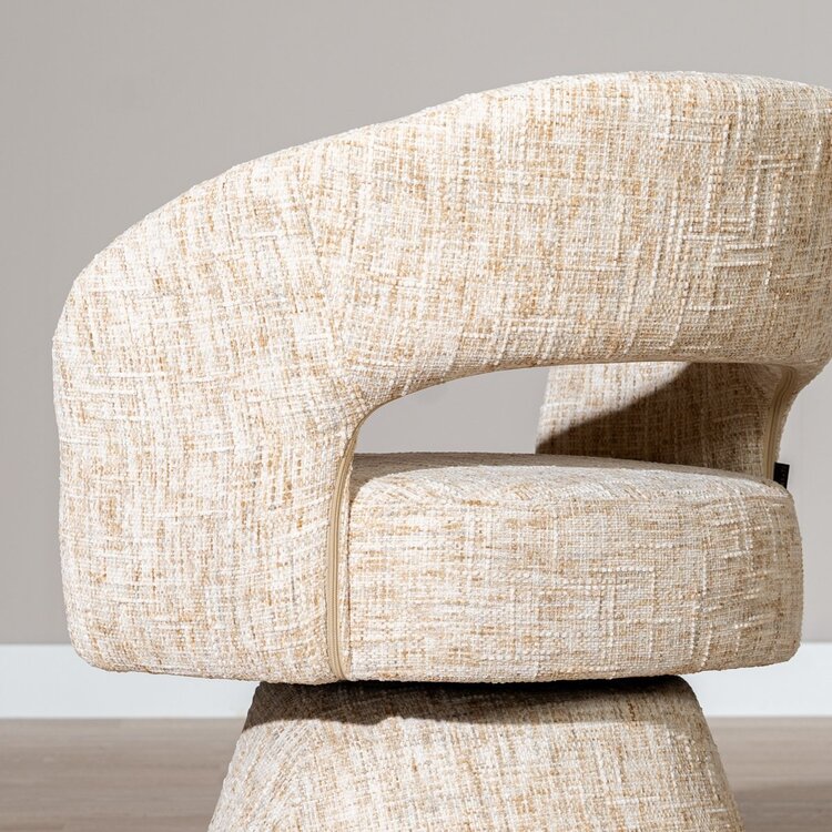 Fauteuil pivotant Josh en chenille beige