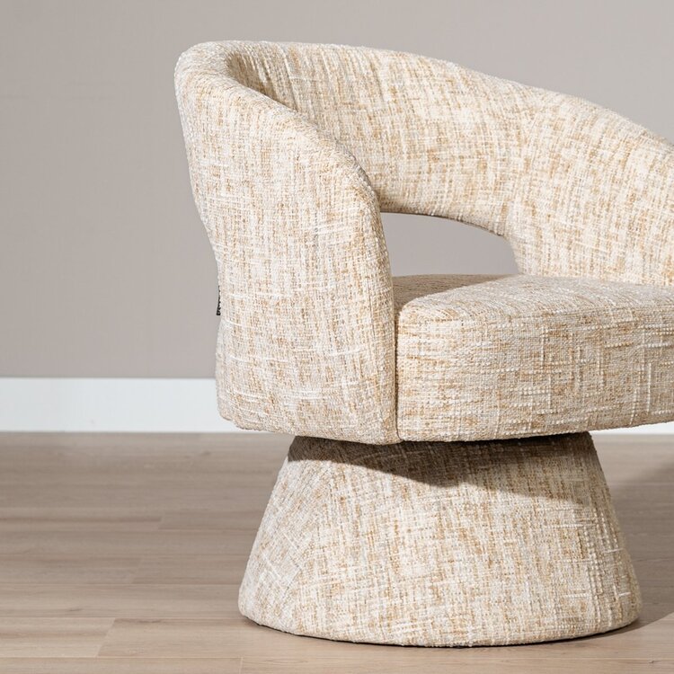 Fauteuil pivotant Josh en chenille beige