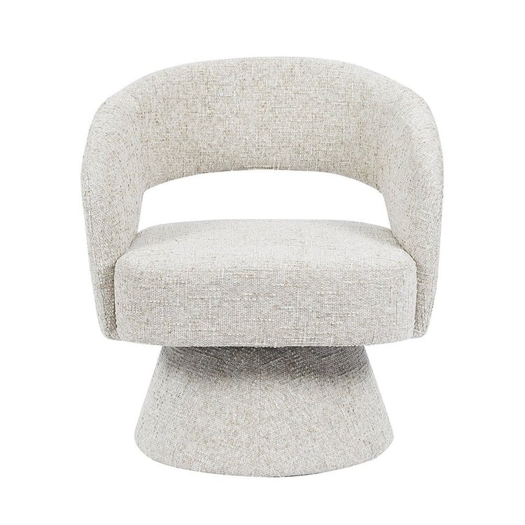 Fauteuil pivotant Josh en chenille taupe