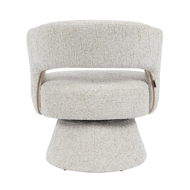 Fauteuil pivotant Josh en chenille taupe