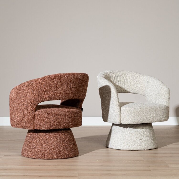 Fauteuil pivotant Josh en chenille taupe