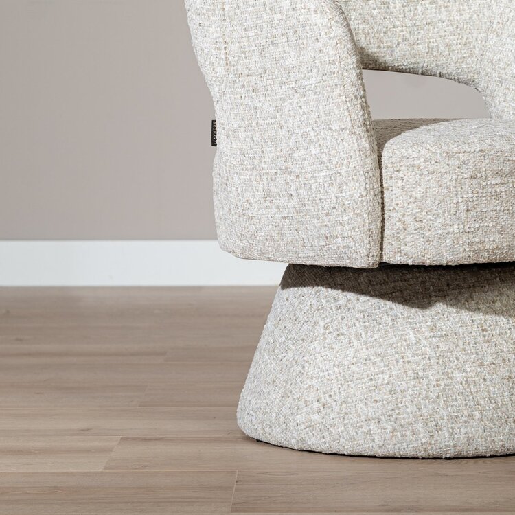 Fauteuil pivotant Josh en chenille taupe