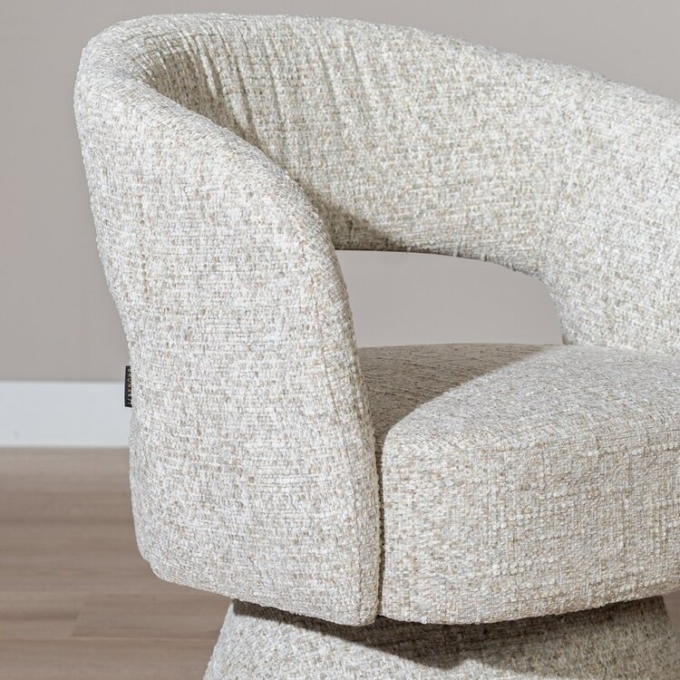 Fauteuil pivotant Josh en chenille taupe