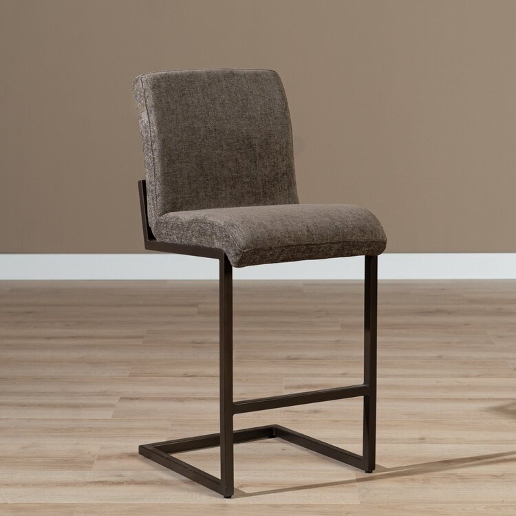 Tabouret de bar en velours Lio marron 70 cm