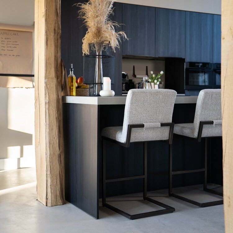 Tabouret de bar Lio mélangé blanc cassé/marron 70 cm