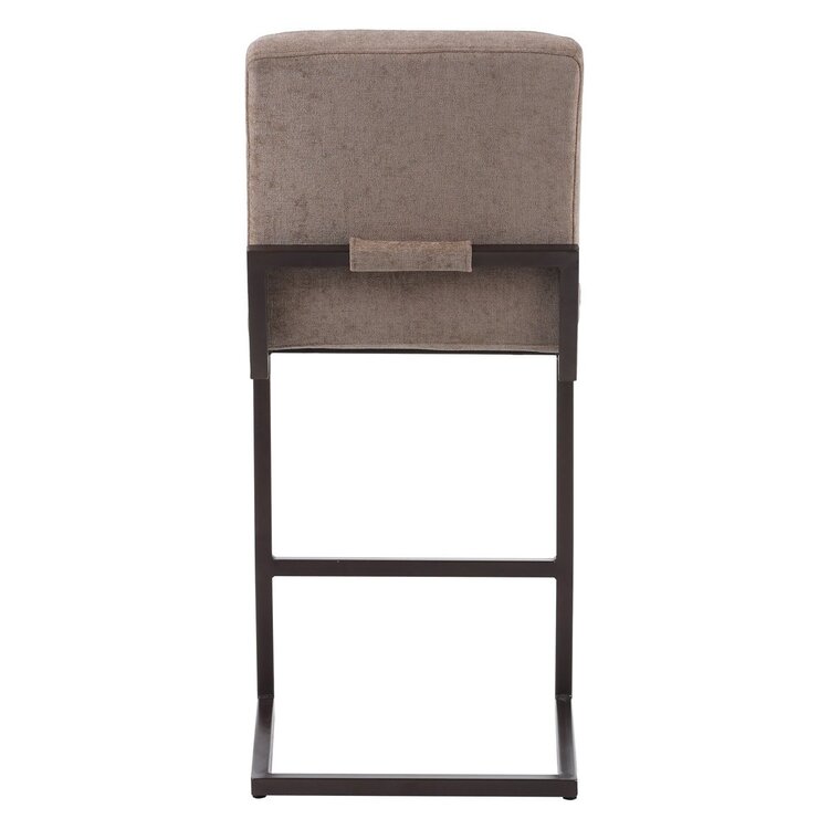 Tabouret de bar en velours Lio taupe 70 cm