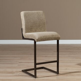 Tabouret de bar en velours Lio taupe 70 cm