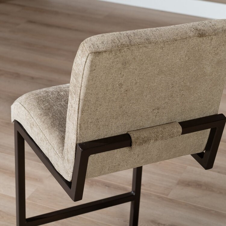 Tabouret de bar en velours Lio taupe 70 cm