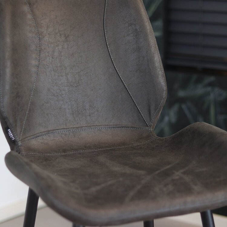 Tabouret de bar industriel Barrel cuir écologique anthracite 69 cm