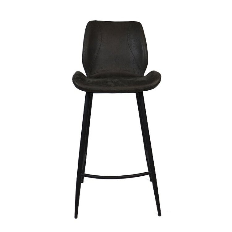 Tabouret de bar industriel Barrel cuir écologique anthracite 69 cm