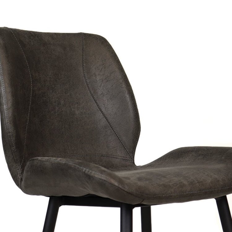 Tabouret de bar industriel Barrel cuir écologique anthracite 69 cm