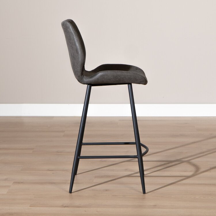 Tabouret de bar industriel Barrel cuir écologique anthracite 69 cm