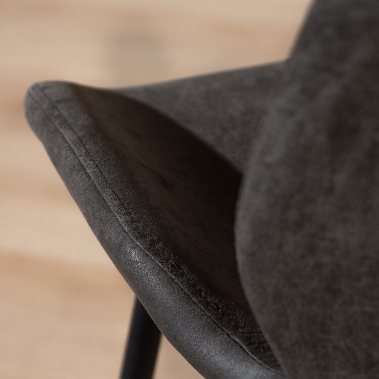 Tabouret de bar industriel Barrel cuir écologique anthracite 69 cm