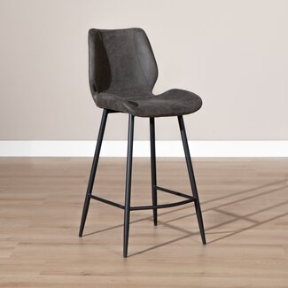 Tabouret de bar industriel Barrel cuir écologique anthracite 69 cm