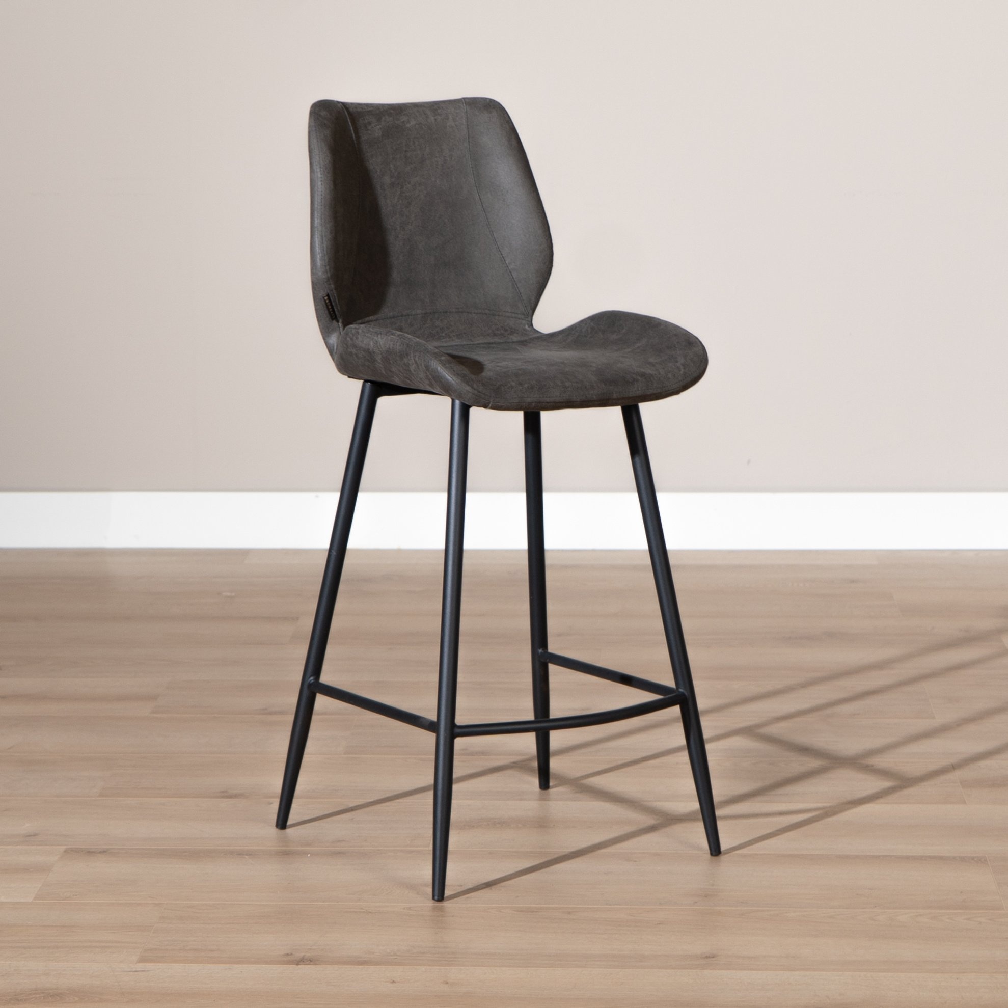 Tabouret de bar industriel Barrel cuir écologique anthracite 69 cm