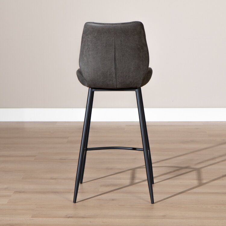 Tabouret de bar industriel Barrel cuir écologique anthracite 69 cm