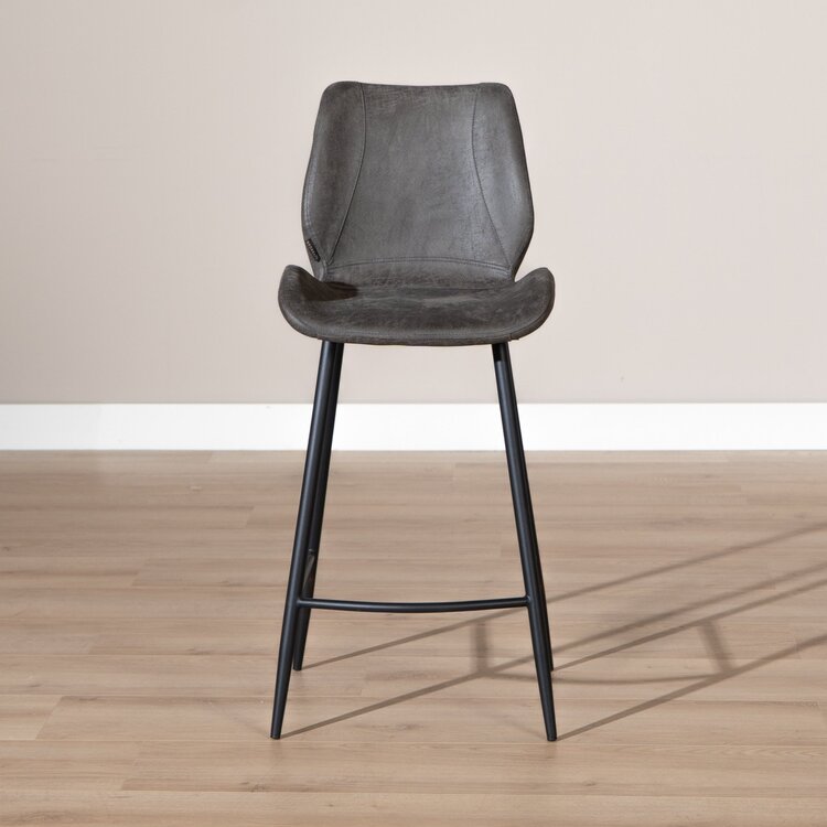 Tabouret de bar industriel Barrel cuir écologique anthracite 69 cm