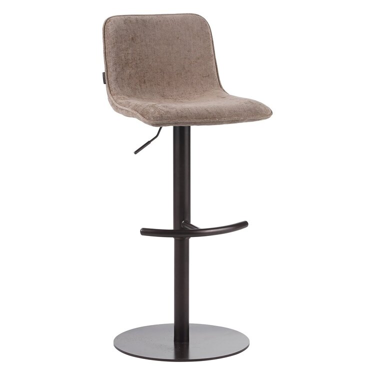 Tabouret de bar en velours Jack taupe 60-82 cm