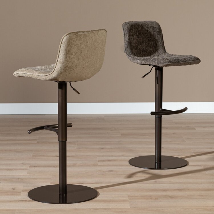 Tabouret de bar en velours Jack taupe 60-82 cm