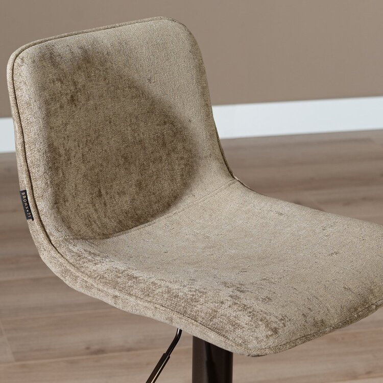 Tabouret de bar en velours Jack taupe 60-82 cm