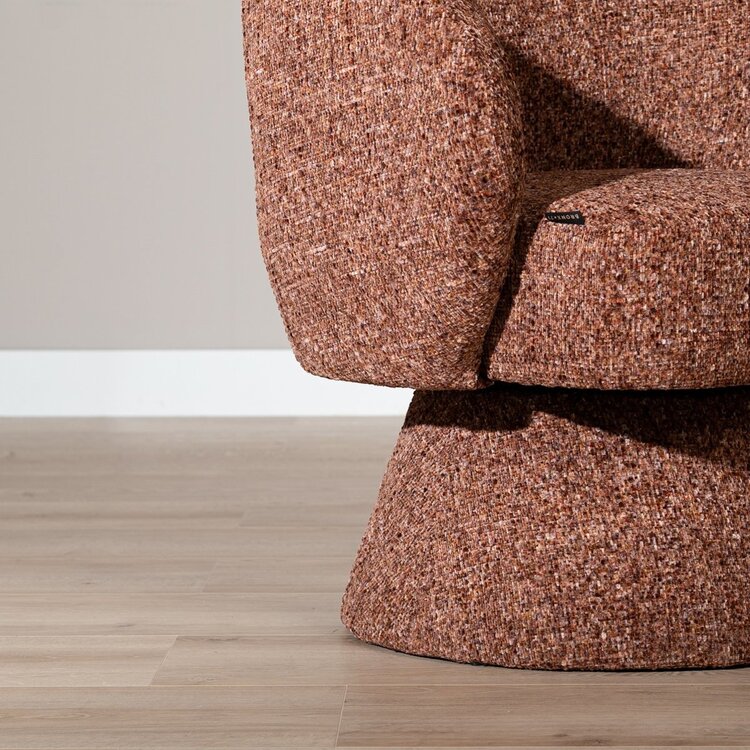 Fauteuil pivotant Lenn en chenille cuivrée