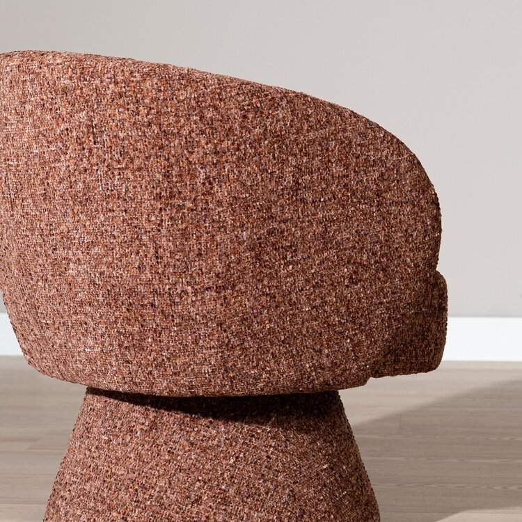 Fauteuil pivotant Lenn en chenille cuivrée