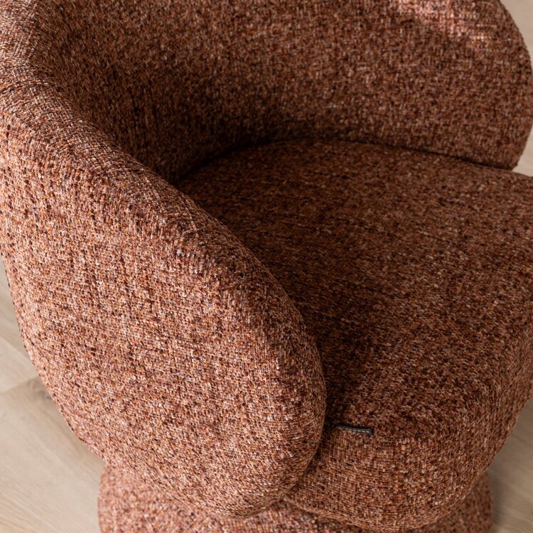 Fauteuil pivotant Lenn en chenille cuivrée