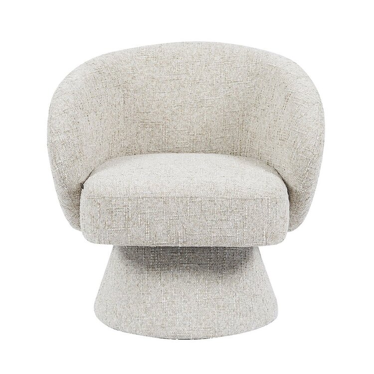 Fauteuil pivotant Lenn en chenille taupe