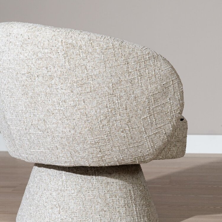 Fauteuil pivotant Lenn en chenille taupe