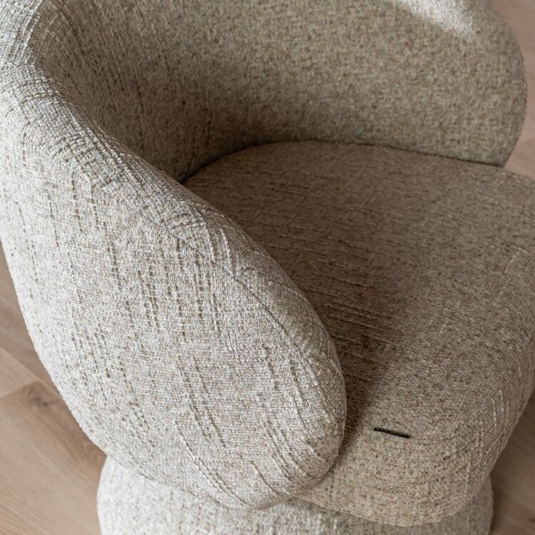Fauteuil pivotant Lenn en chenille taupe