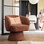 Fauteuil pivotant Lenn en chenille taupe