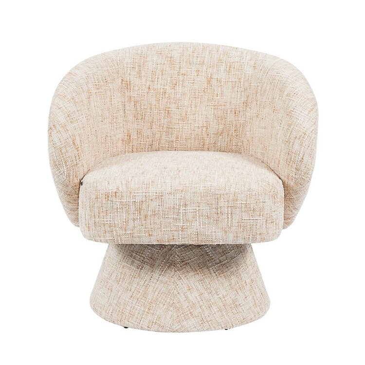 Fauteuil pivotant Lenn en chenille beige