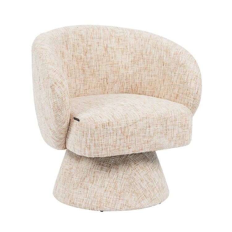 Fauteuil pivotant Lenn en chenille beige