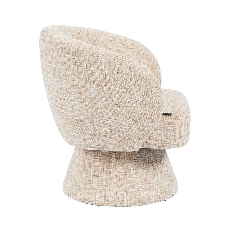 Fauteuil pivotant Lenn en chenille beige