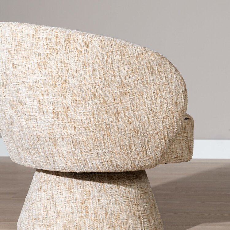 Fauteuil pivotant Lenn en chenille beige