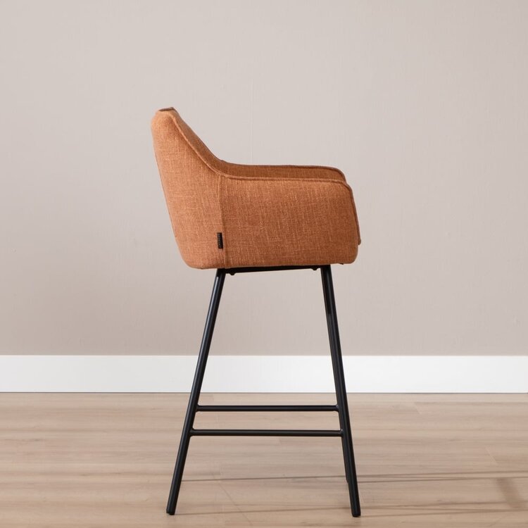 Tabouret de bar Ciara tissu lin terracotta 65, 70 et 78 cm